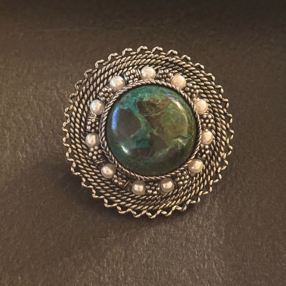 Sterling Eilat Stone VTG Brooch/Pendant - Picture 5 of 15